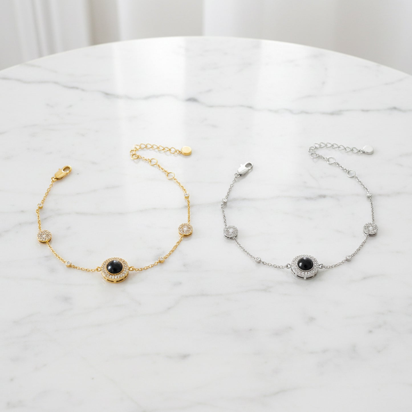 Sparkling Pave Circle Photo Bracelet