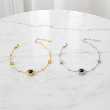 Sparkling Pave Circle Photo Bracelet