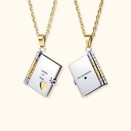 Secret Love Message Book Necklace