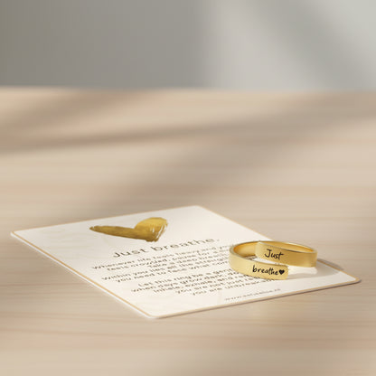 Just Breathe Quote Ring with Message Card