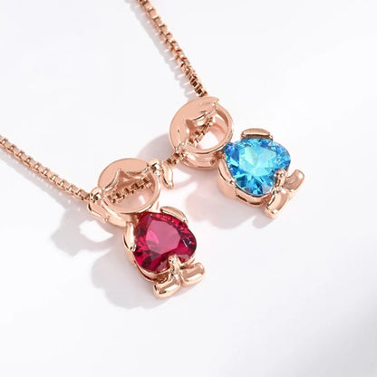 Classic Girl & Boy Birthstone Necklace