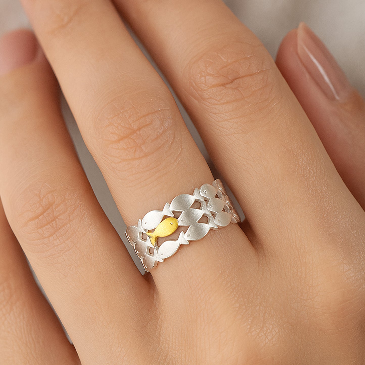 Swimming Against the Current Ring with Message Card