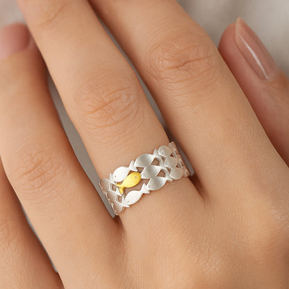 Swimming Against the Current Ring with Message Card