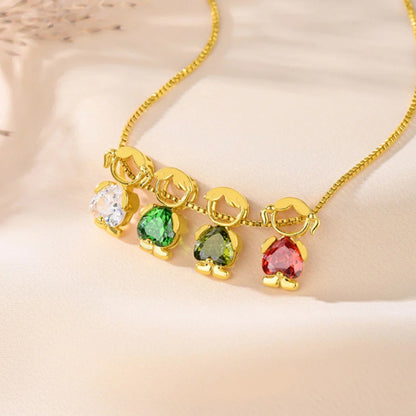 Classic Girl & Boy Birthstone Necklace