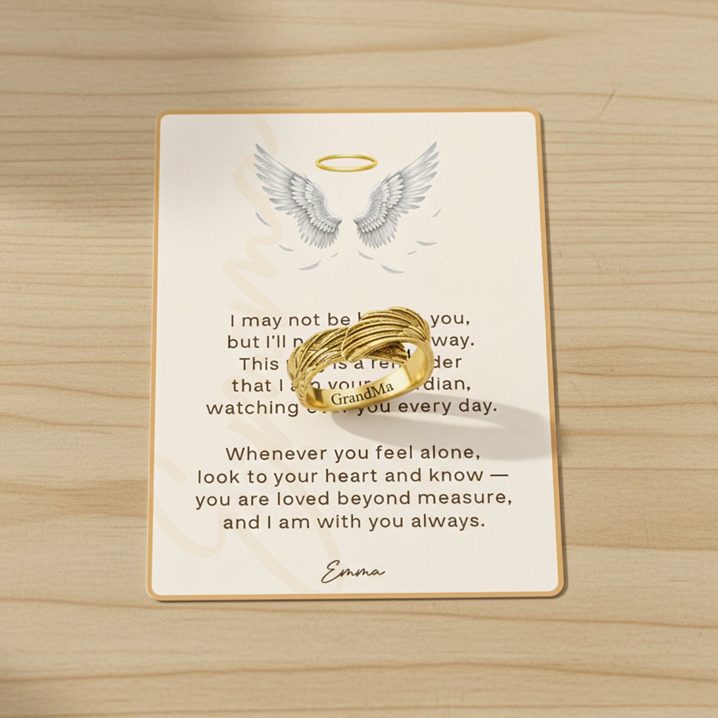 Guardian Wings Angel Ring with Message Card