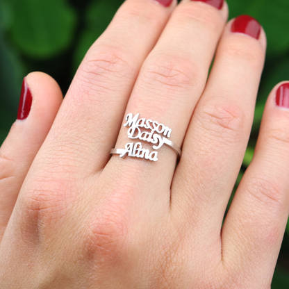 Luxury Custom Three Name Ring