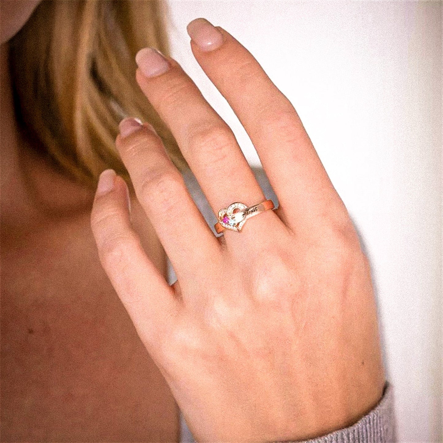 Personalized Name Birthstone Ring