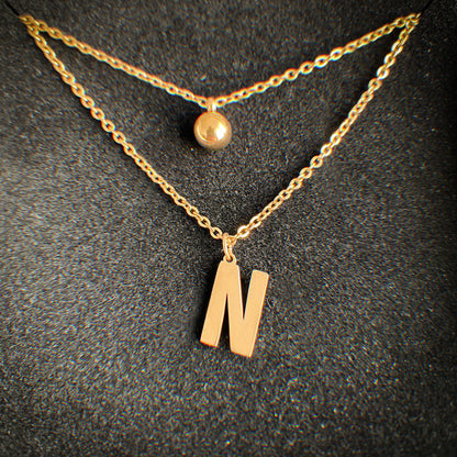 Layered Initial Letter Necklace