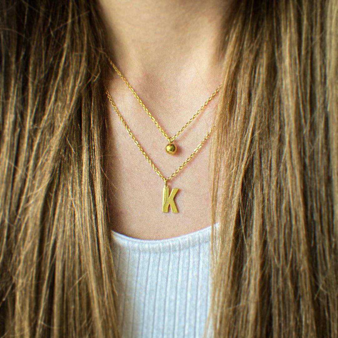 Layered Initial Letter Necklace