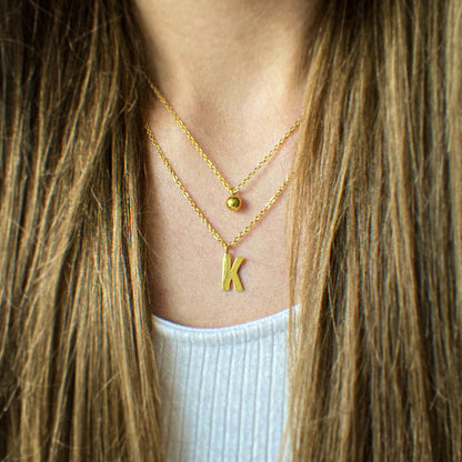Layered Initial Letter Necklace