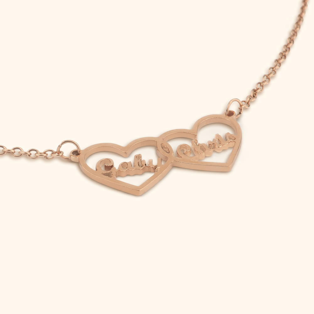 Personalized Two Hearts Necklace