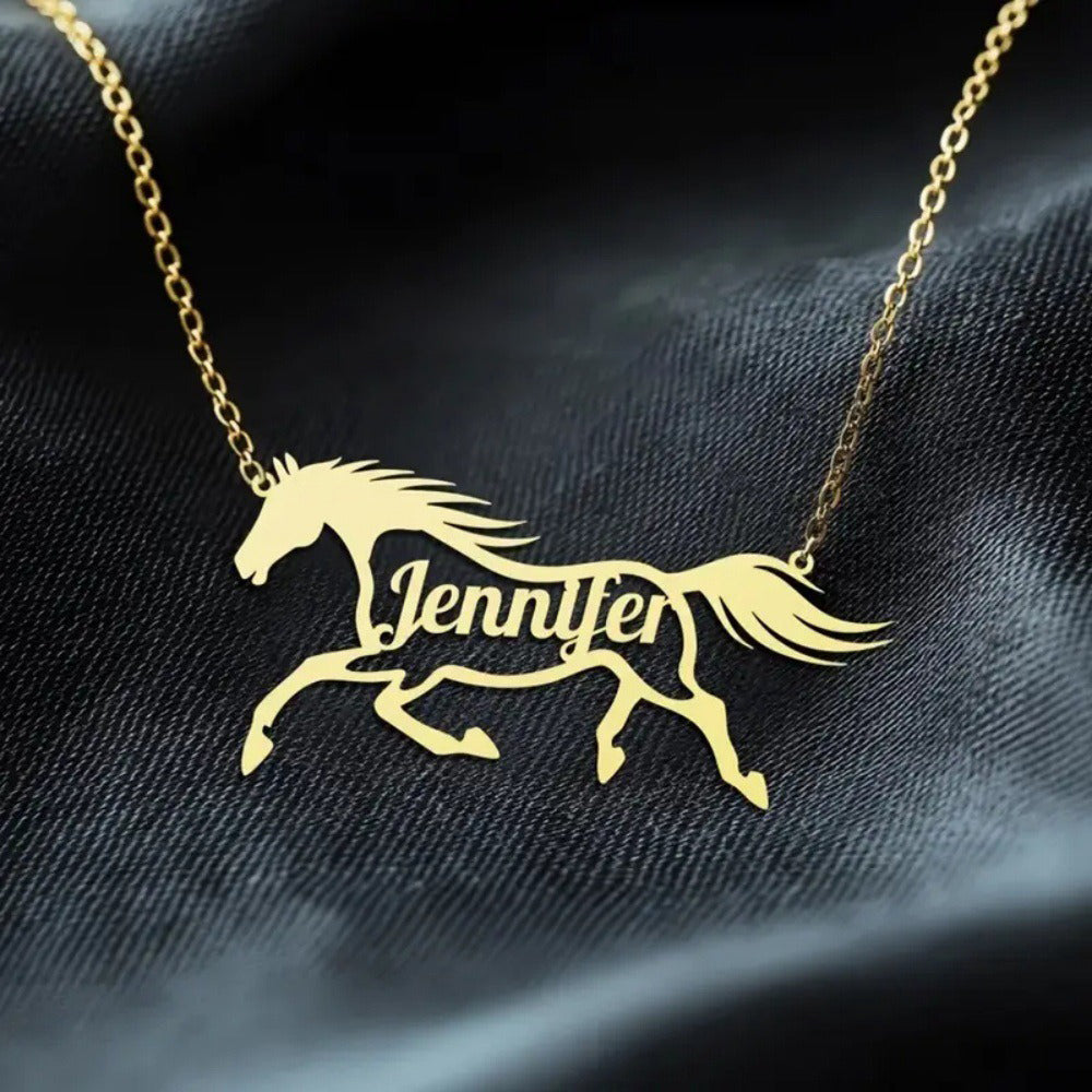 Personalized Name Horse Necklace