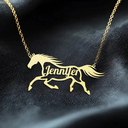 Personalized Name Horse Necklace