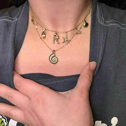 Ocean Gold Initial Necklace