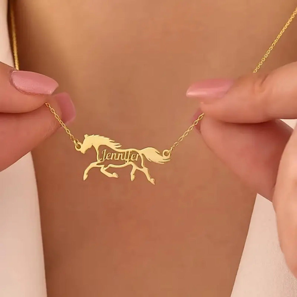 Personalized Name Horse Necklace