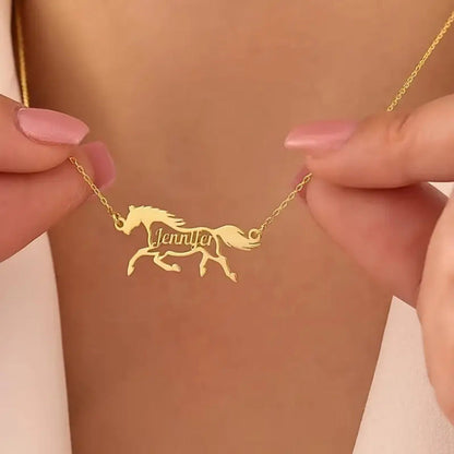 Personalized Name Horse Necklace