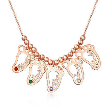 Baby Footprint Birthstone Necklace