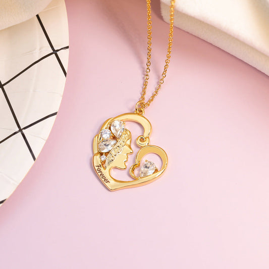 Mom's Heart Birthstone Necklace