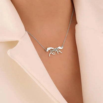 Personalized Name Horse Necklace
