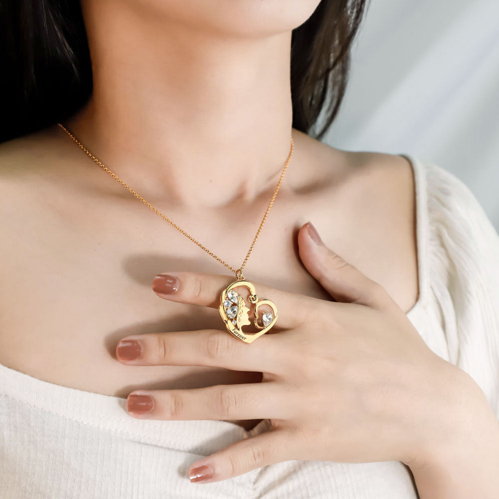 Mom's Heart Birthstone Necklace