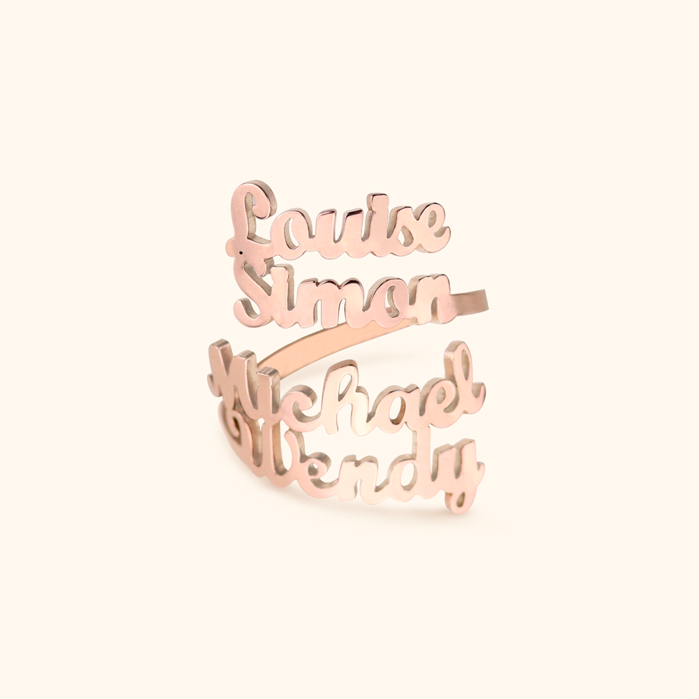 Personalized Four Name Ring