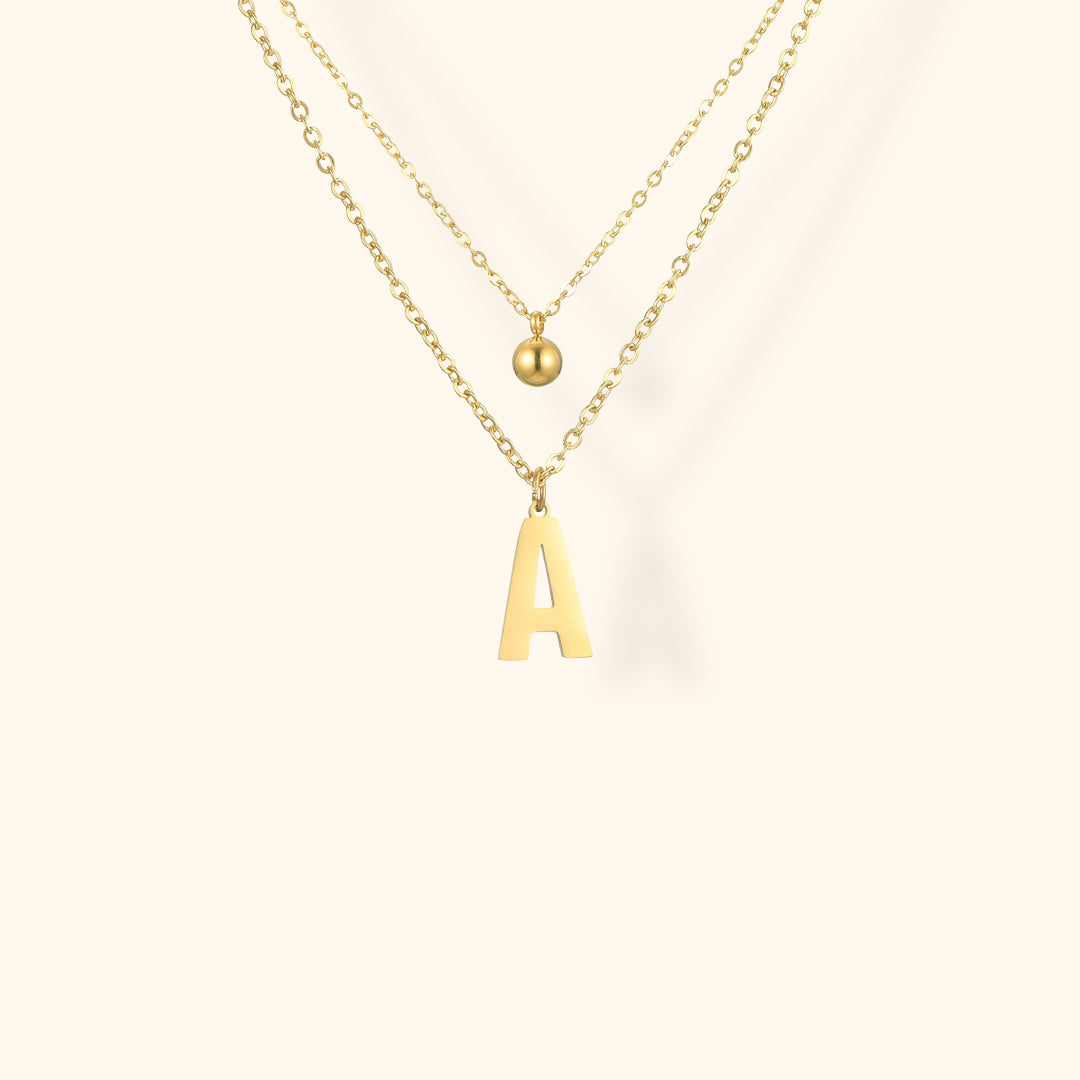 Layered Initial Letter Necklace