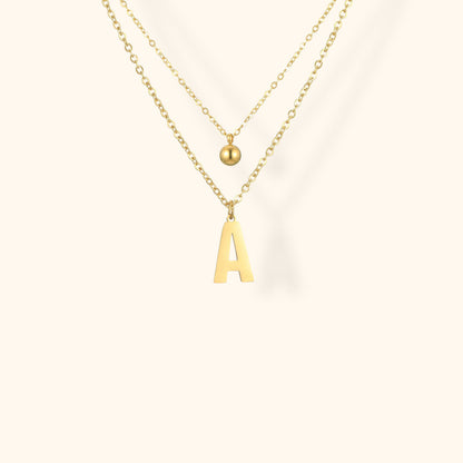 Layered Initial Letter Necklace