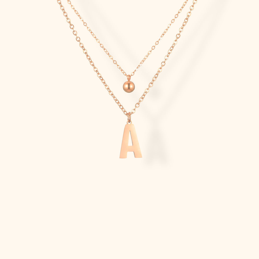 Layered Initial Letter Necklace