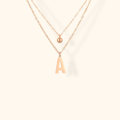 Layered Initial Letter Necklace