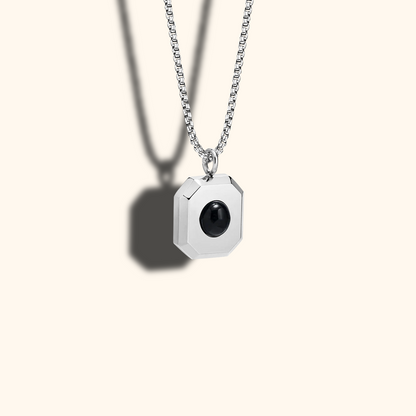 Personalized White Projection Charm Necklace