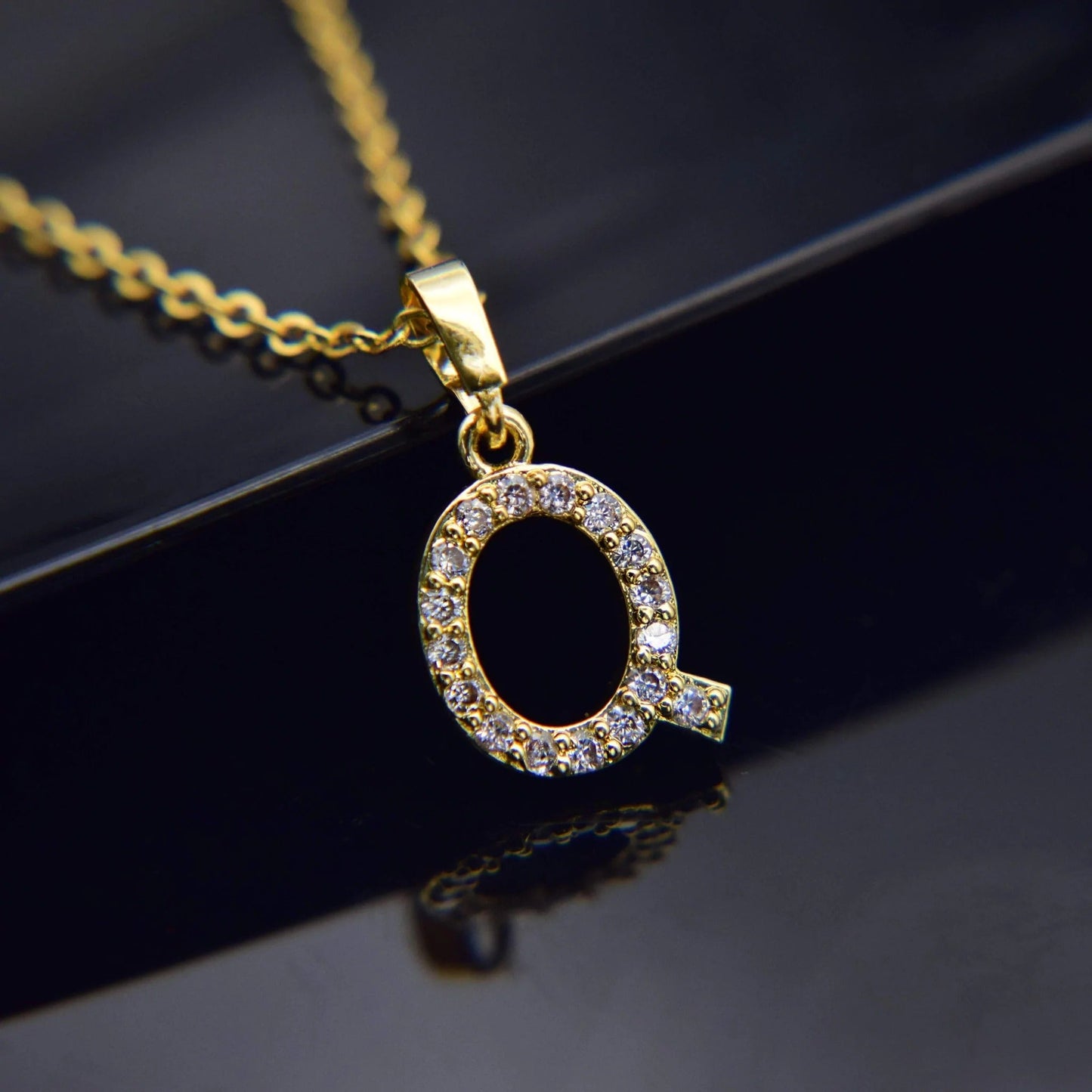 Cubic Zirconia Initial Necklace