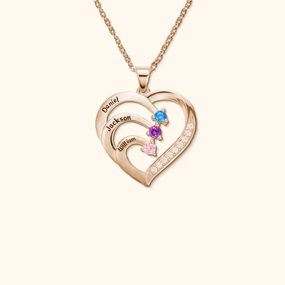 Personalized Name Heart Birthstone Necklace
