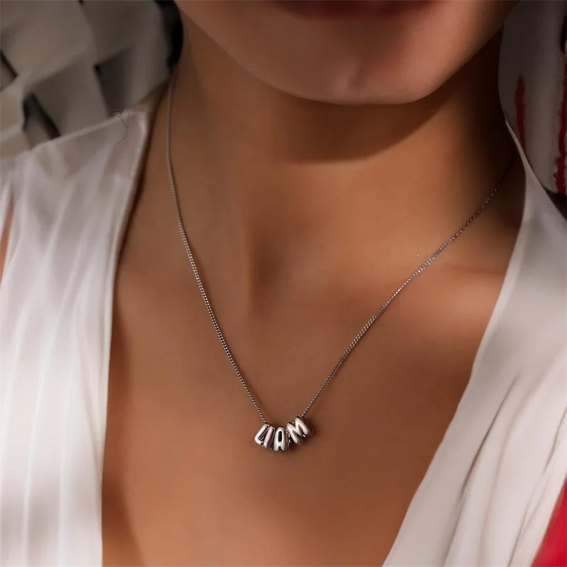 Personalized Bubble Letter Necklace