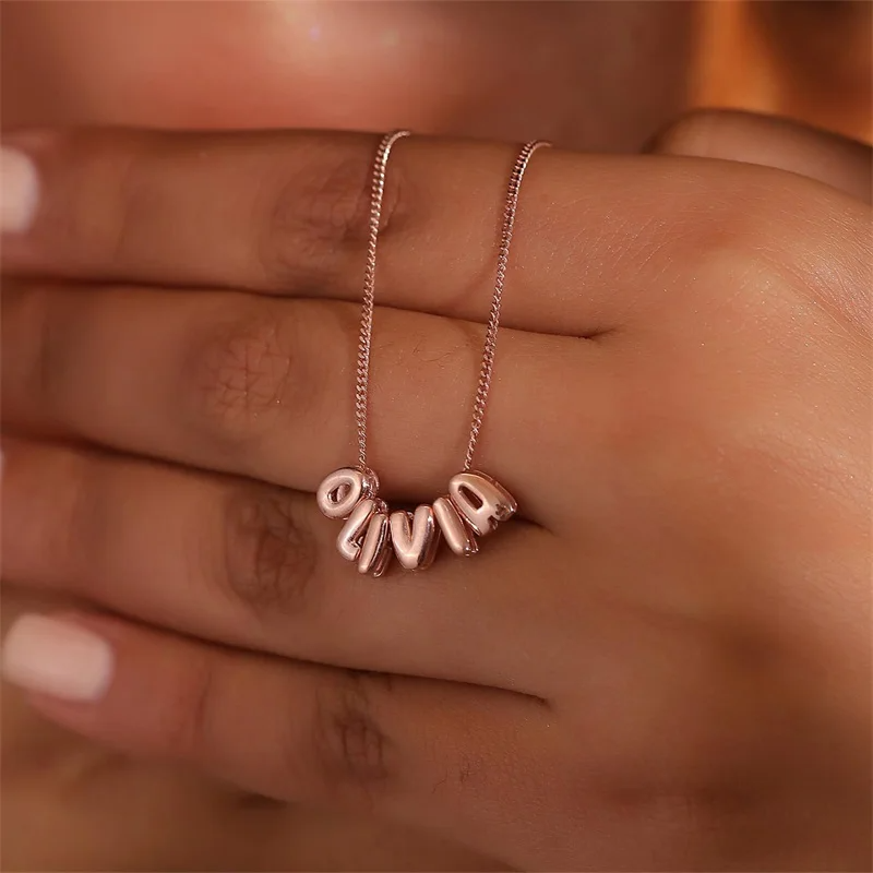 Personalized Bubble Letter Necklace
