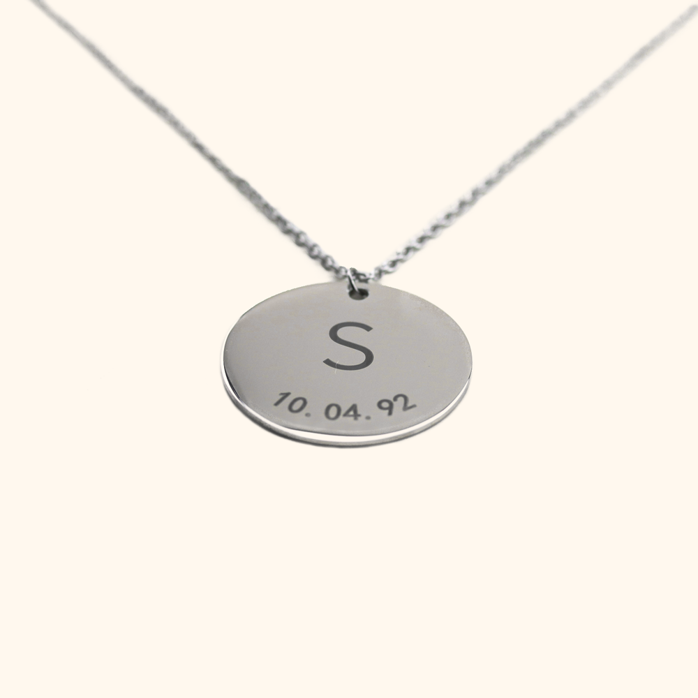 Custom Initial and Date Coin Necklace