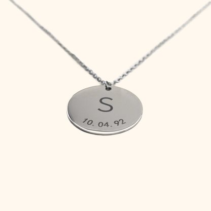 Custom Initial and Date Coin Necklace