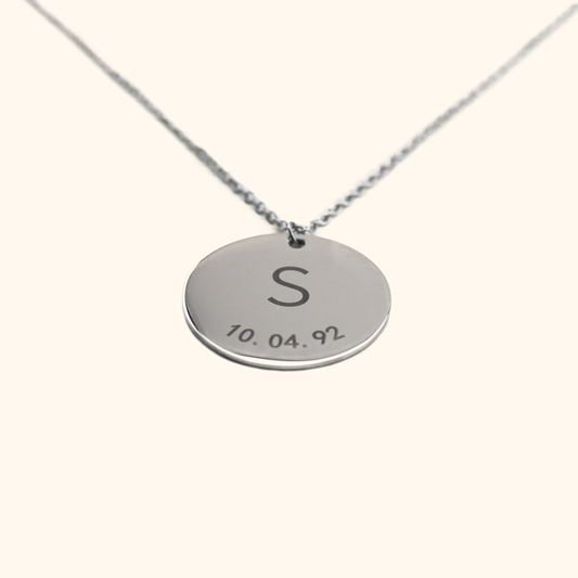 Custom Initial and Date Coin Necklace