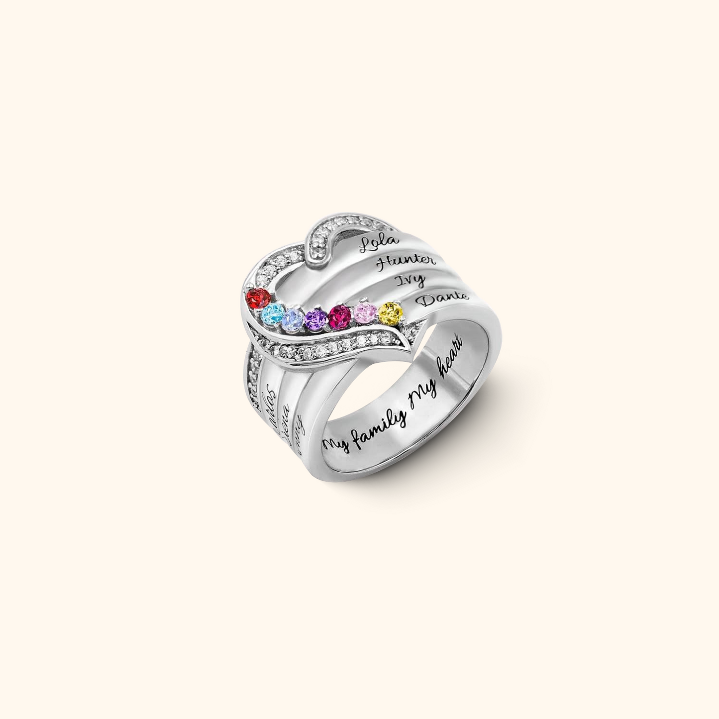 Personalized Name Birthstone Ring
