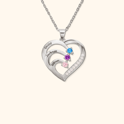 Personalized Name Heart Birthstone Necklace