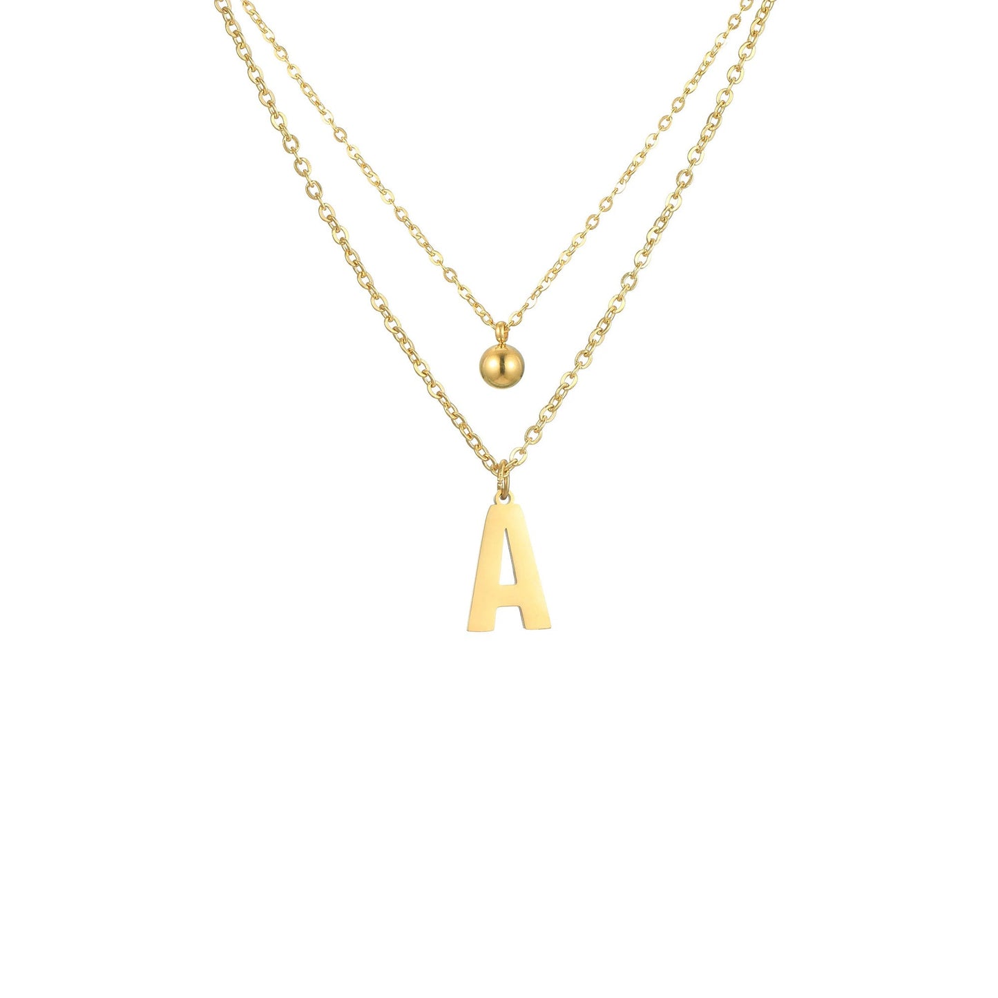 Layered Initial Letter Necklace