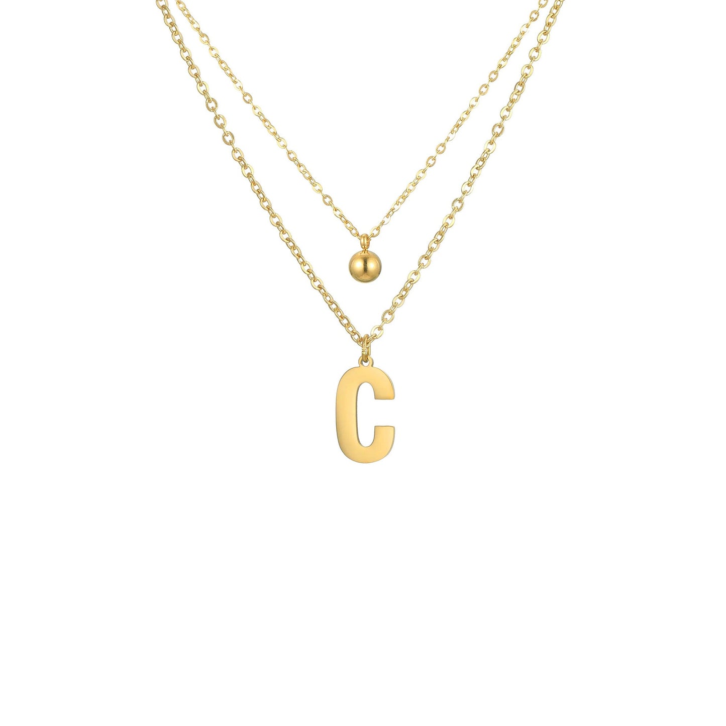 Layered Initial Letter Necklace