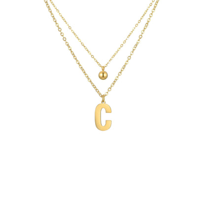 Layered Initial Letter Necklace