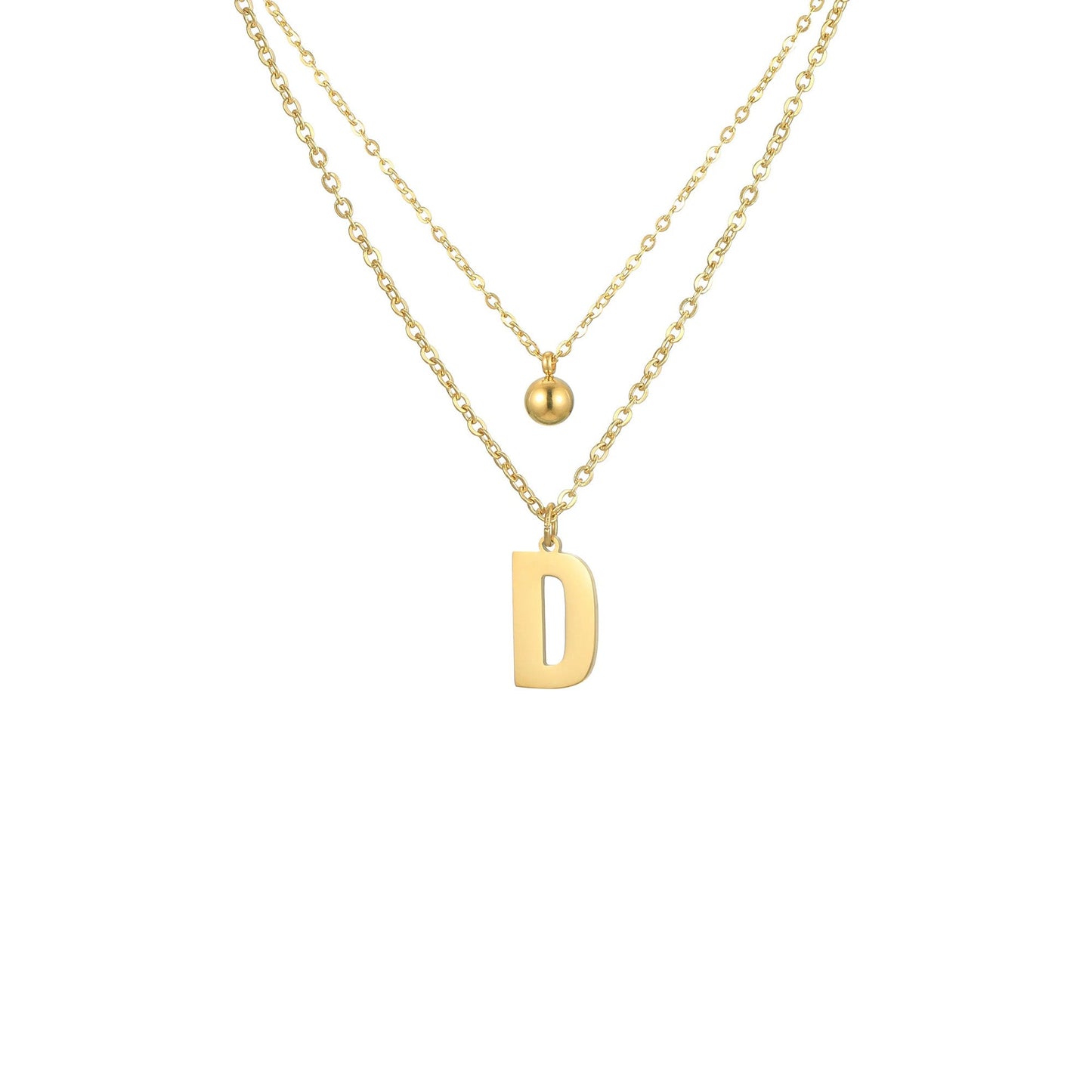 Layered Initial Letter Necklace