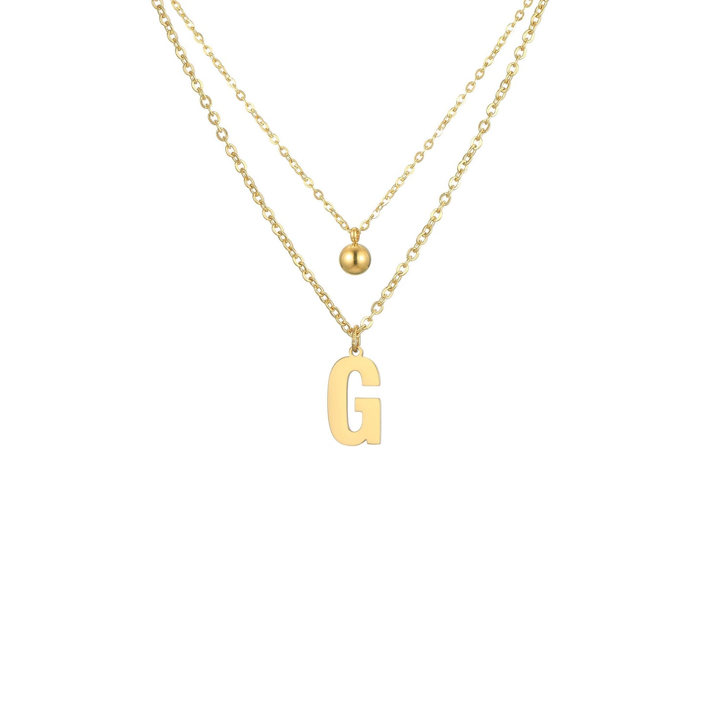 Layered Initial Letter Necklace