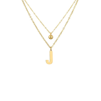 Layered Initial Letter Necklace