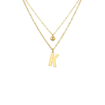Layered Initial Letter Necklace