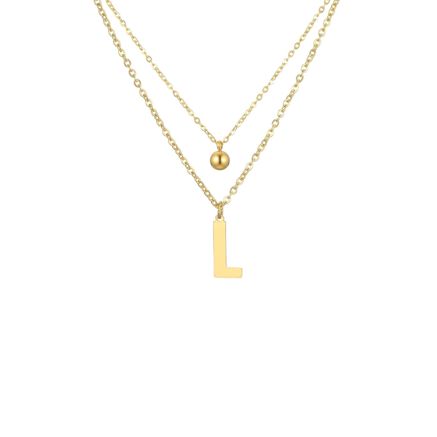 Layered Initial Letter Necklace