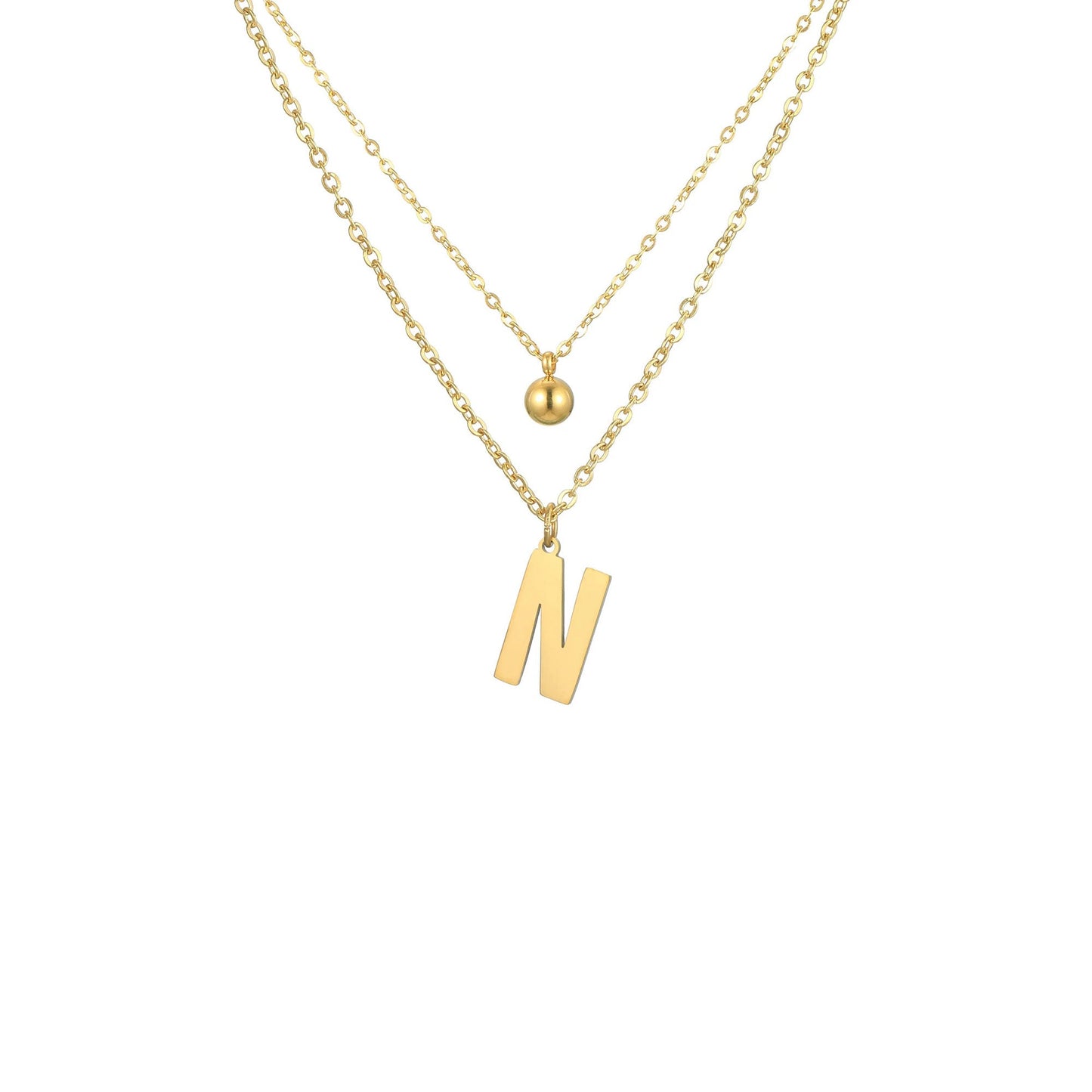Layered Initial Letter Necklace