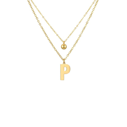 Layered Initial Letter Necklace