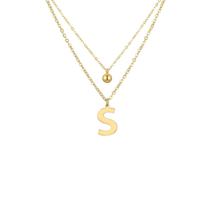 Layered Initial Letter Necklace